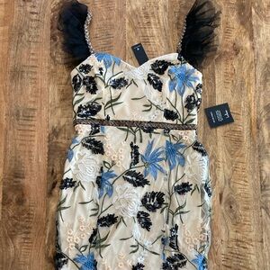 LULUS Floral Embroidered Mesh Dress